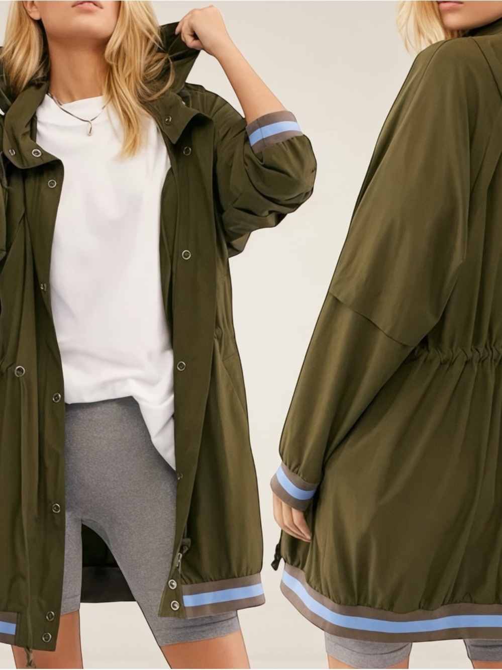 NWT Free People Windswept Long Anorak Jacket - Wild Sage Green Size S